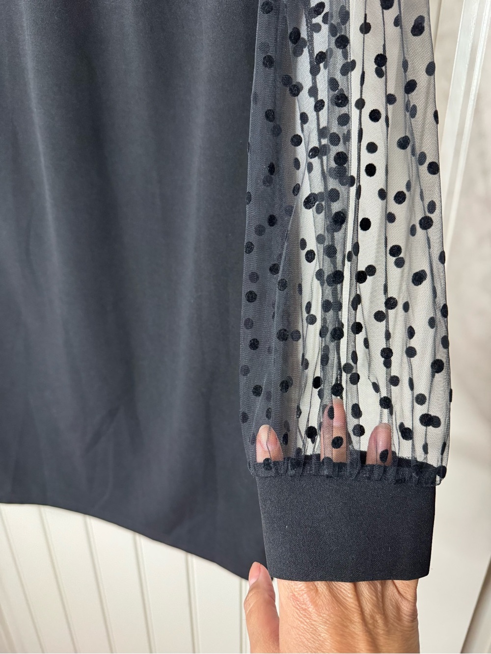 2/for $20 🪩 SHEIN Black Sheer Polka Dot Sleeves Mini Dress (Women’s X-Large) - Picture 5 of 11
